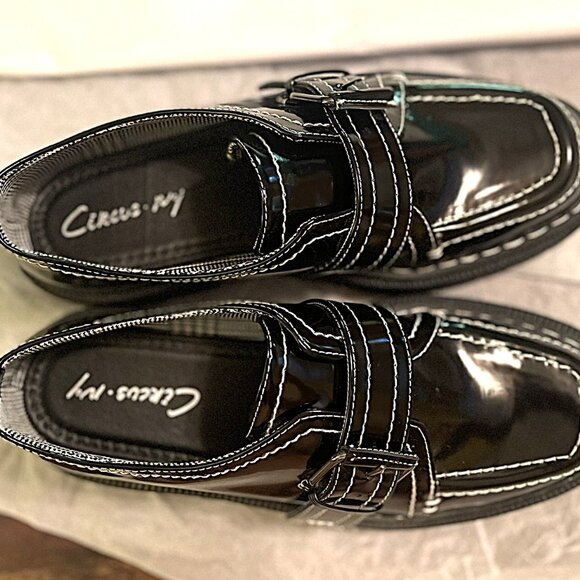 NEW Black Patent Slip-On Lug Sole Oxford Loafer Edelle by Circus by Sam Edelman - Picture 10 of 12